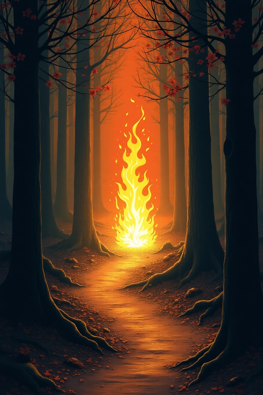 Artwork for The Clinging Fire hexagram